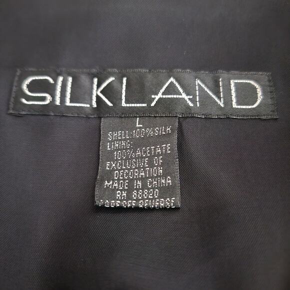 Silkland Women Jacket 100% silk Size Large Geometric design Sequins Lined - Picture 2 of 12